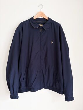 Polo by Ralph Lauren Men's Navy Zip-Front Harrington Jacket, Size XXL
